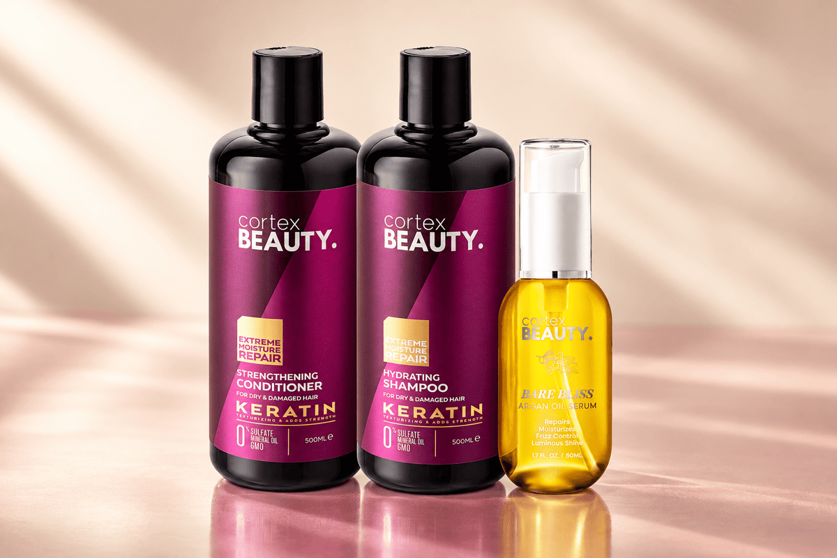 Keratin | Shampoo, Conditioner &amp; Argan Oil Set, care and storage