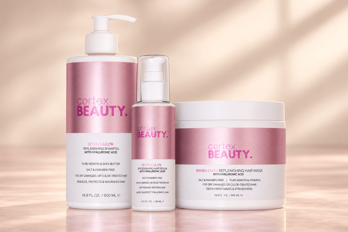 Hydra Glow | Shampoo, Hair Mask &amp; Hair Serum Kit, care and storage