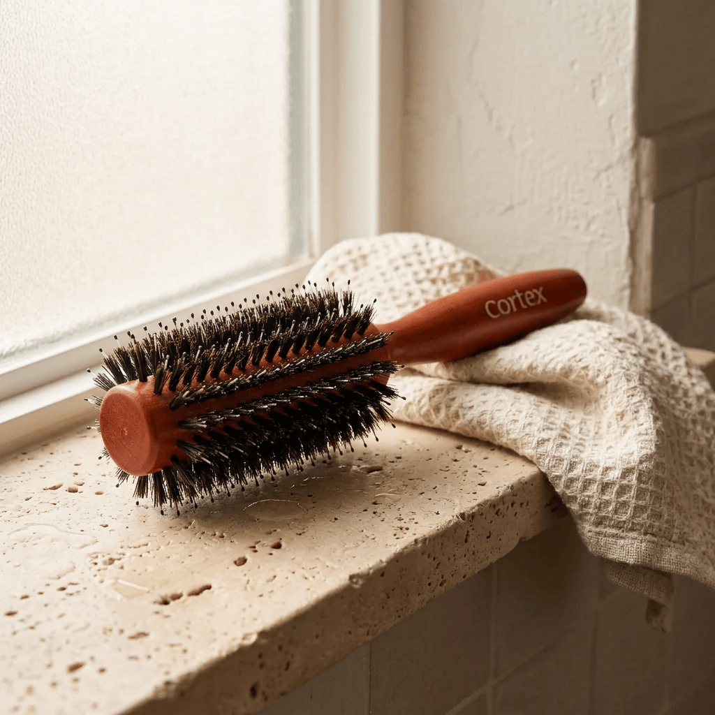Cortex International Wooden Nylon and Boar Bristle Round Brush