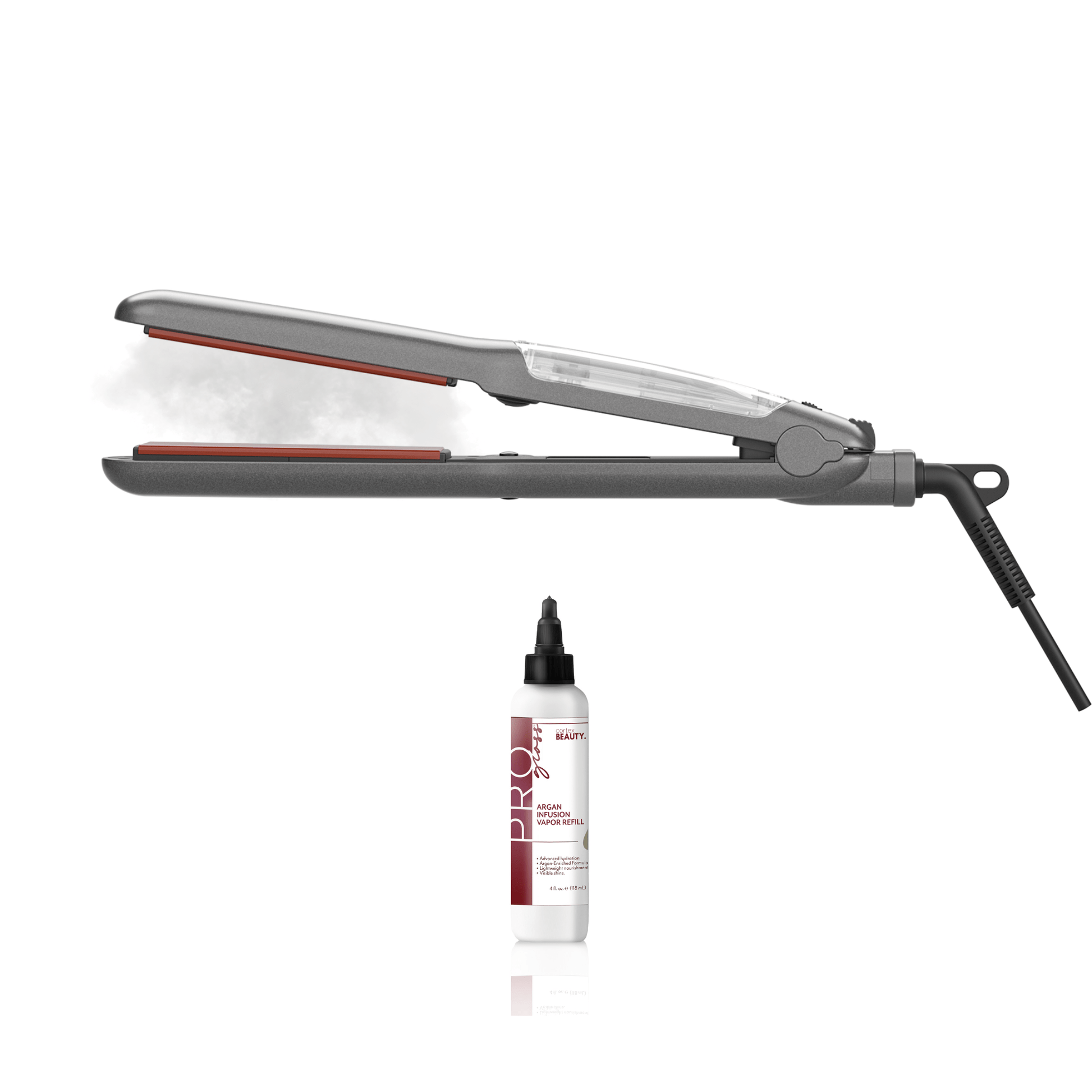 Cortex Professional ProSteamer | 1.25" Thermolon Argan Infusion Vapor Flat Iron With 1 Argan Oil Refill