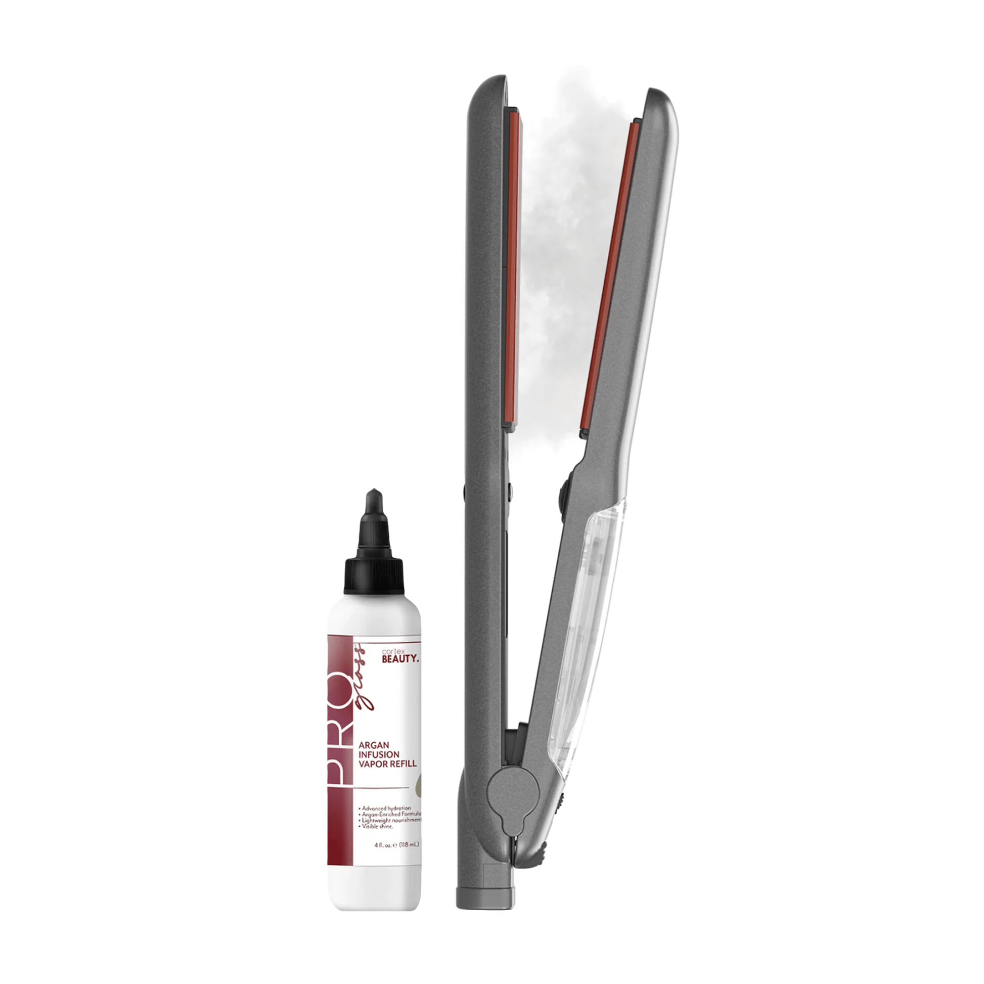 Cortex Professional ProSteamer | 1.25" Thermolon Argan Infusion Vapor Flat Iron With 1 Argan Oil Refill