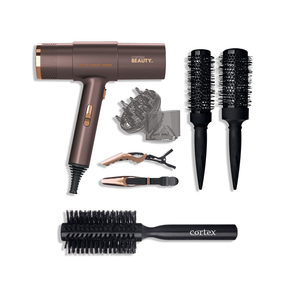 Cortex Puce Salon Dryer & Round Brush Set