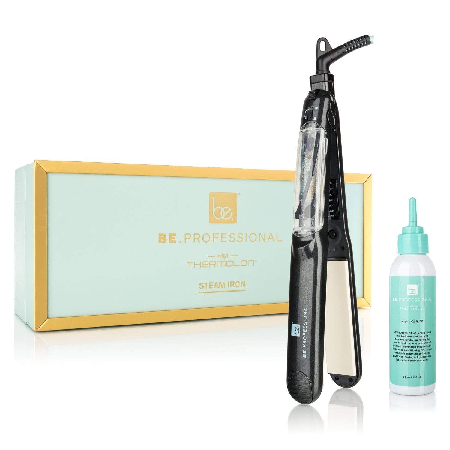 Be.Professional Black Be. Professional 1.25" Vapor Flat Iron With Thermolon Plates + Infusion Oil