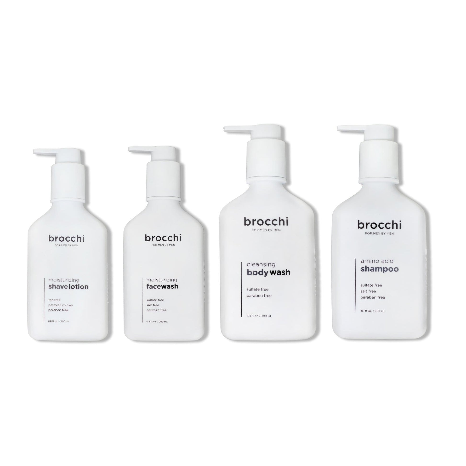 Brocchi 4-Piece Wet Set | Shampoo, Body Wash, Face Wash, & Shave Lotion Bundle