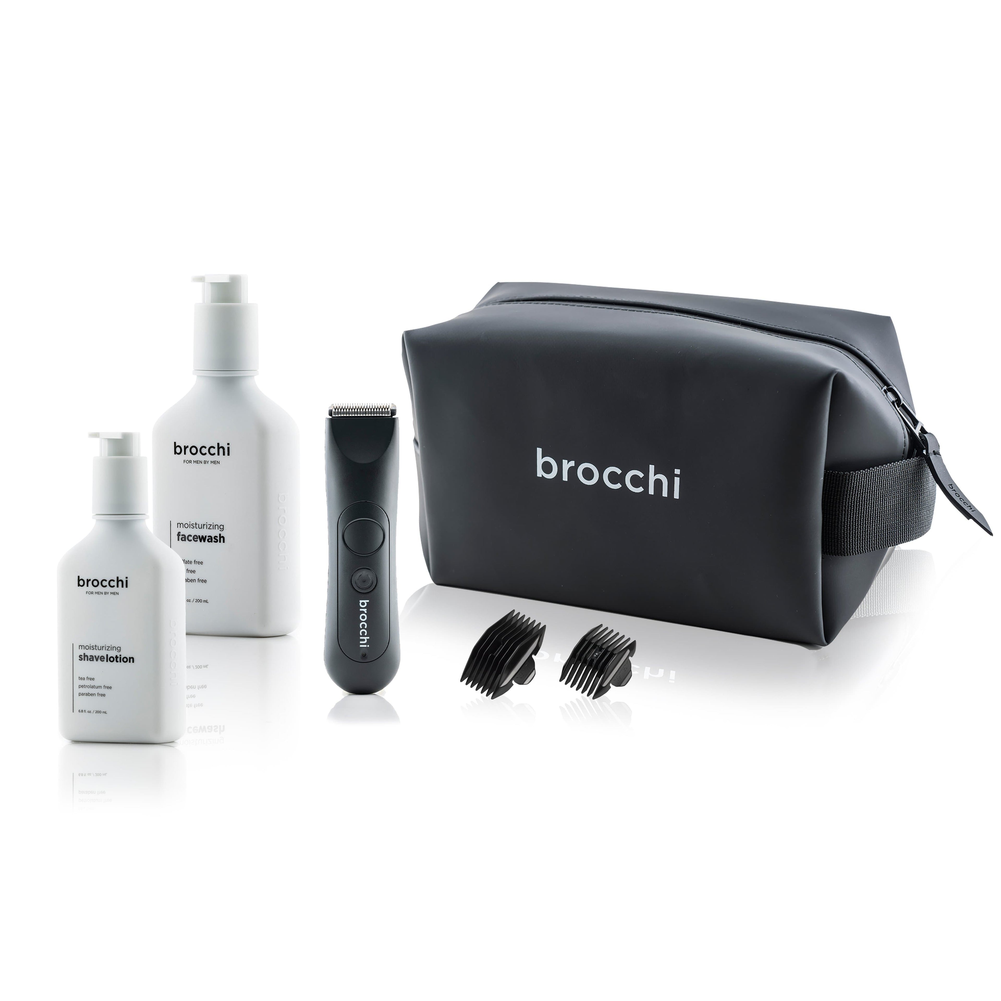Brocchi Waterproof USB Trimmer, Shave Lotion, Body Wash &amp; Travel Bag