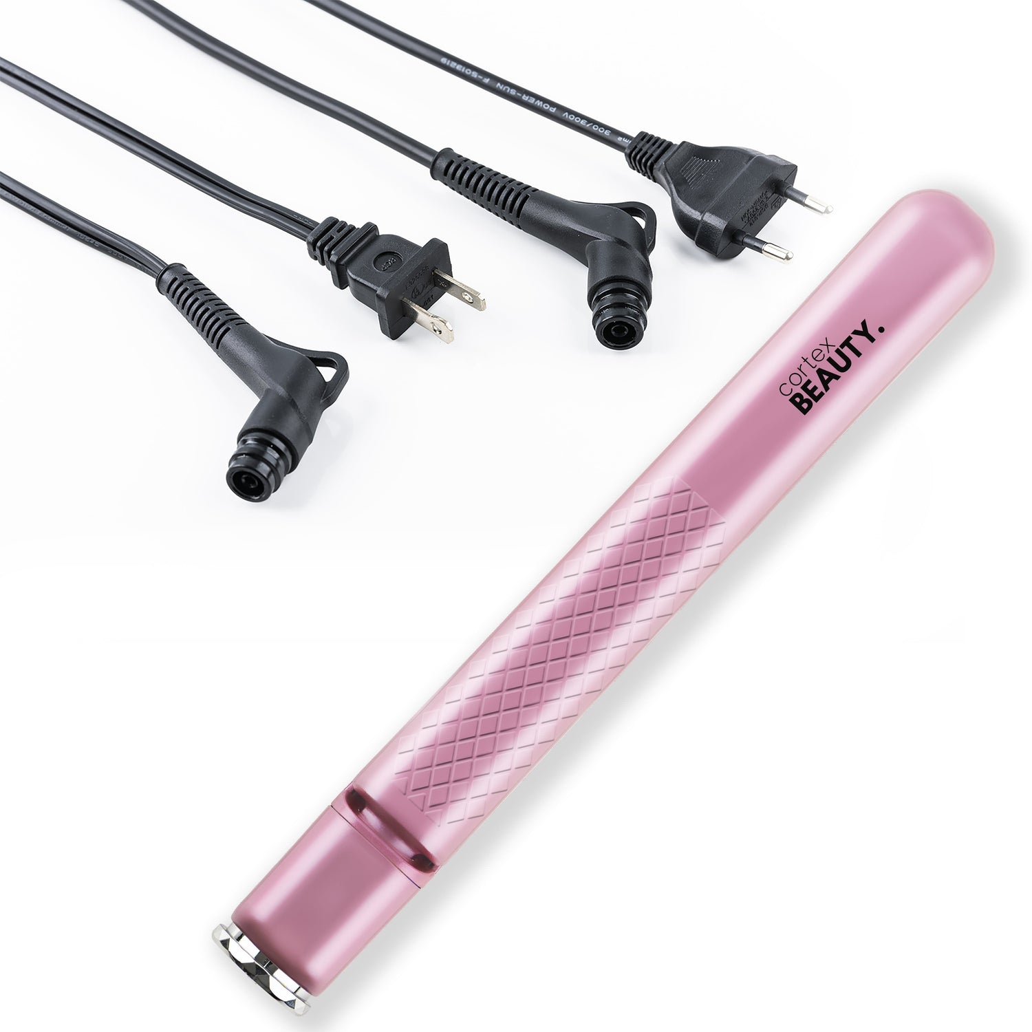 Cortex Beauty Blush Pink Travel Perfect SWITCH Professional Interchangeable Cord Flat Iron - USA &amp; Euro Plug Cord