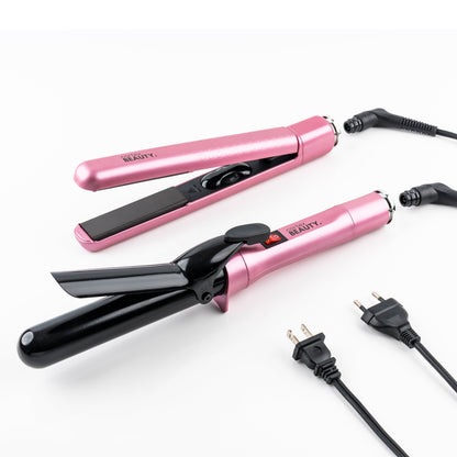 Cortex Beauty Blush Pink Travel Perfect SWITCH Straight &amp; Curl Interchangeable Cord Set - USA &amp; Euro Cords