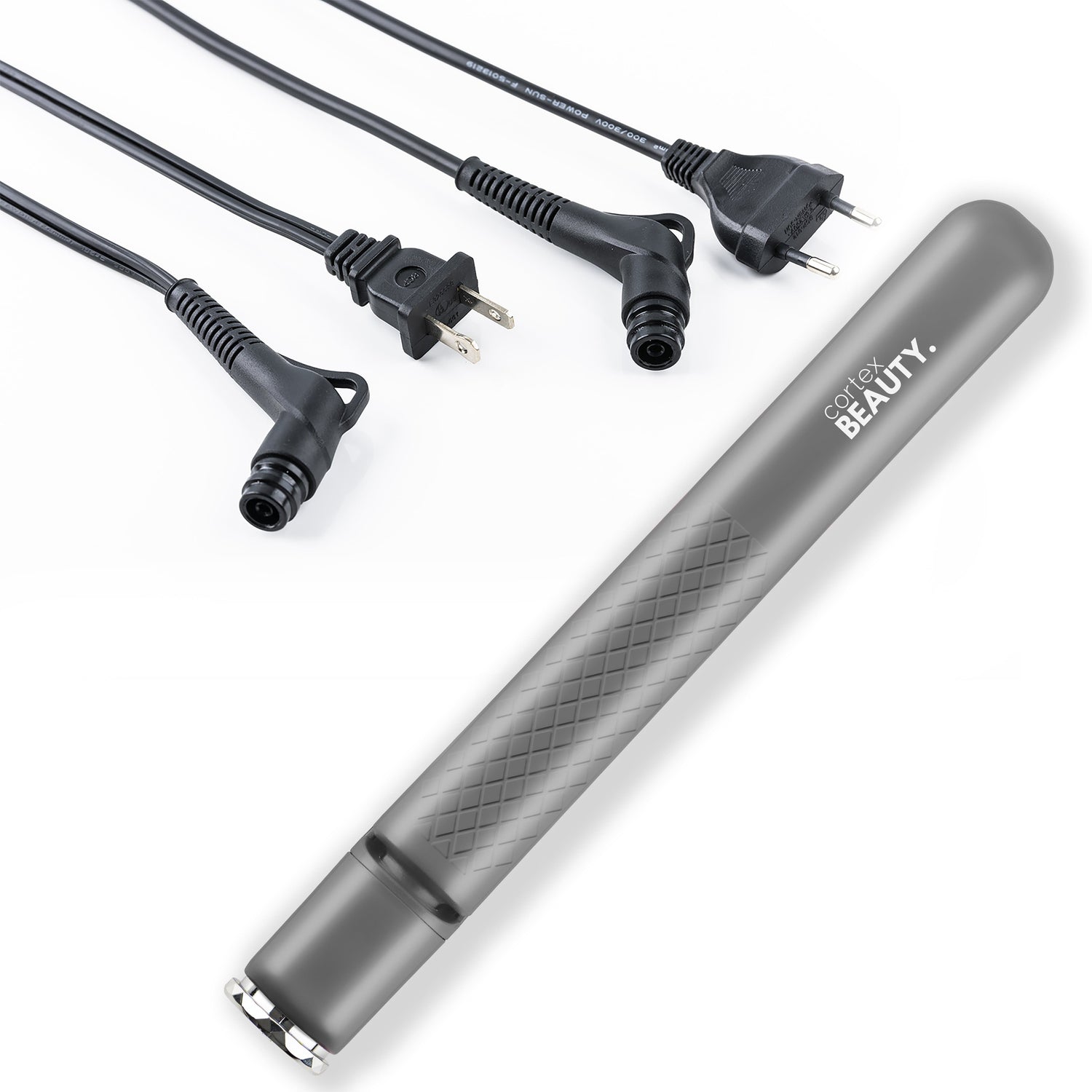 Cortex Beauty Dark Gray Travel Perfect SWITCH Professional Interchangeable Cord Flat Iron - USA &amp; Euro Plug Cord