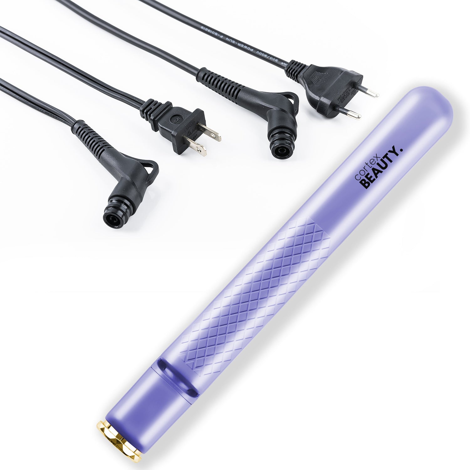 Cortex Beauty Lavender Travel Perfect SWITCH Professional Interchangeable Cord Flat Iron - USA &amp; Euro Plug Cord