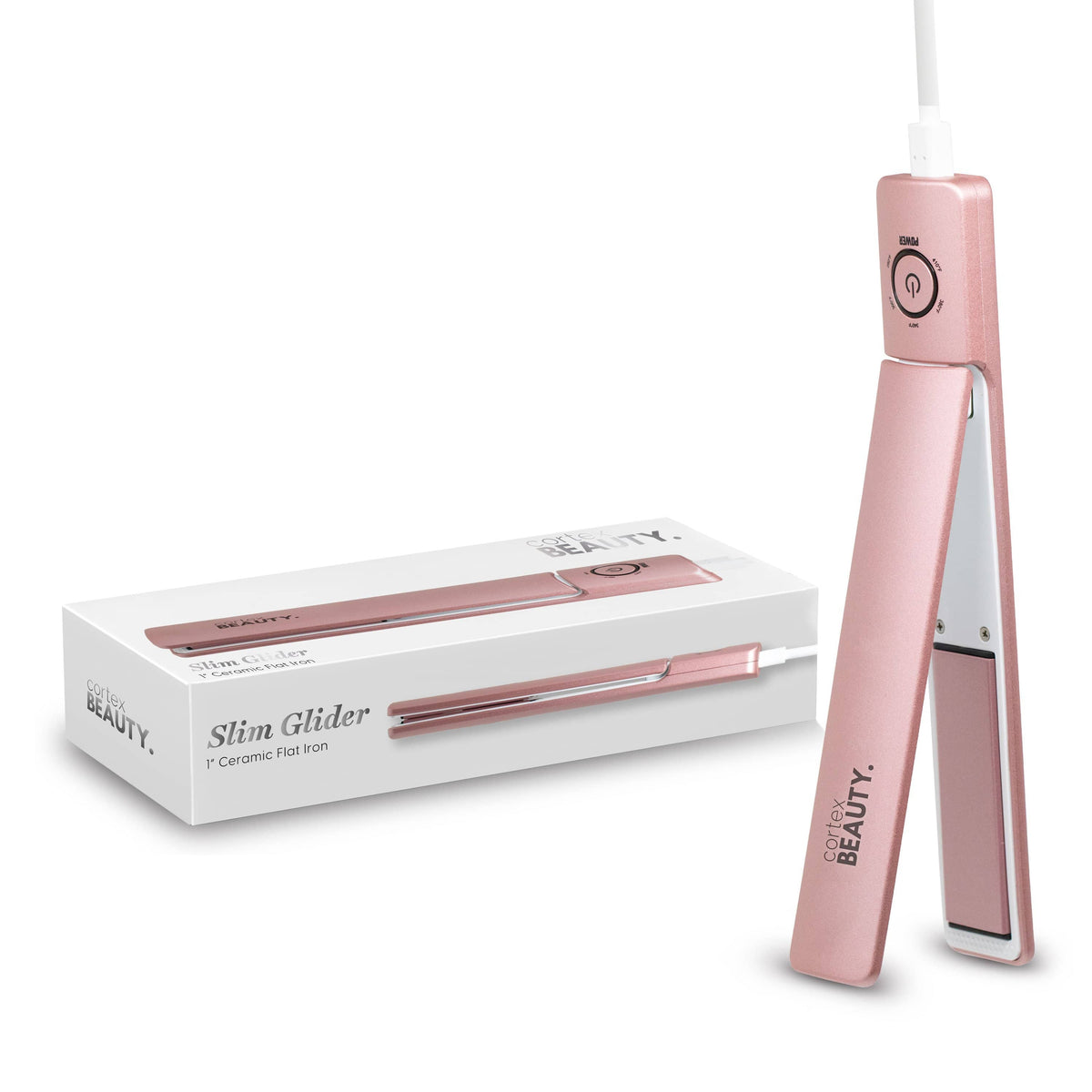 Cortex Beauty Travel Friendly SLIM GLIDER - 1" Ceramic Coated Flat Iron