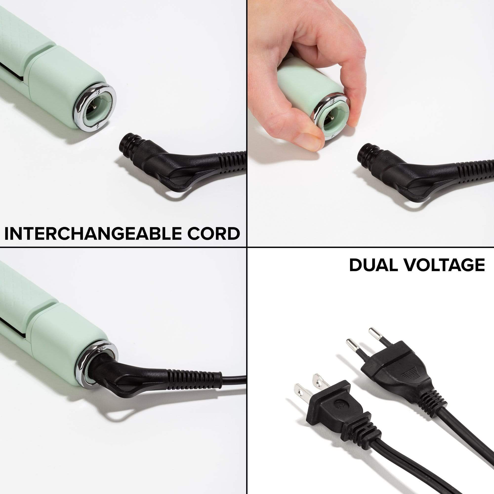 Cortex Beauty Travel Perfect 2IN1 SWITCH Straight &amp; Curl Interchangeable Cord Set - USA &amp; Euro Cords