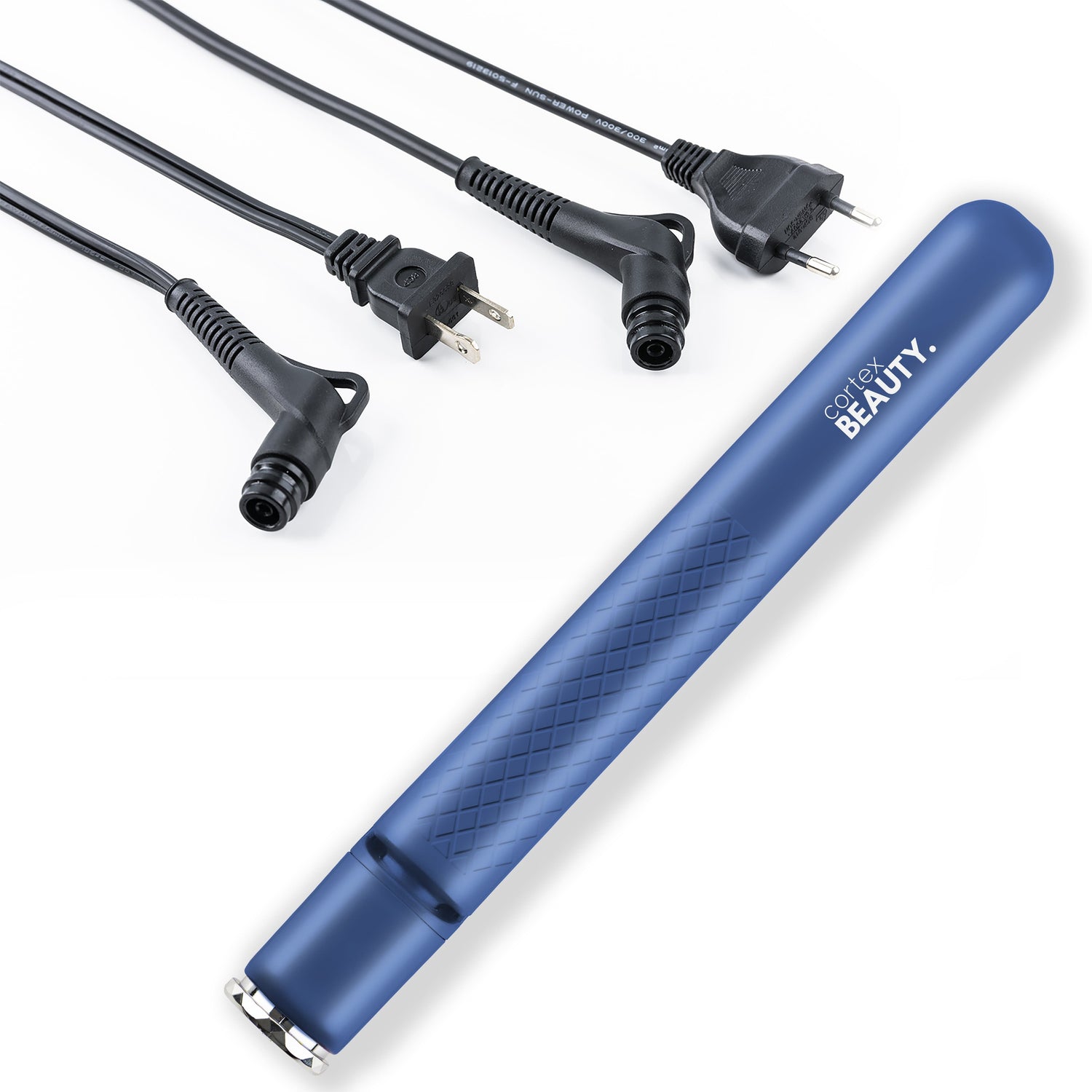 Cortex Beauty True Blue Travel Perfect SWITCH Professional Interchangeable Cord Flat Iron - USA &amp; Euro Plug Cord