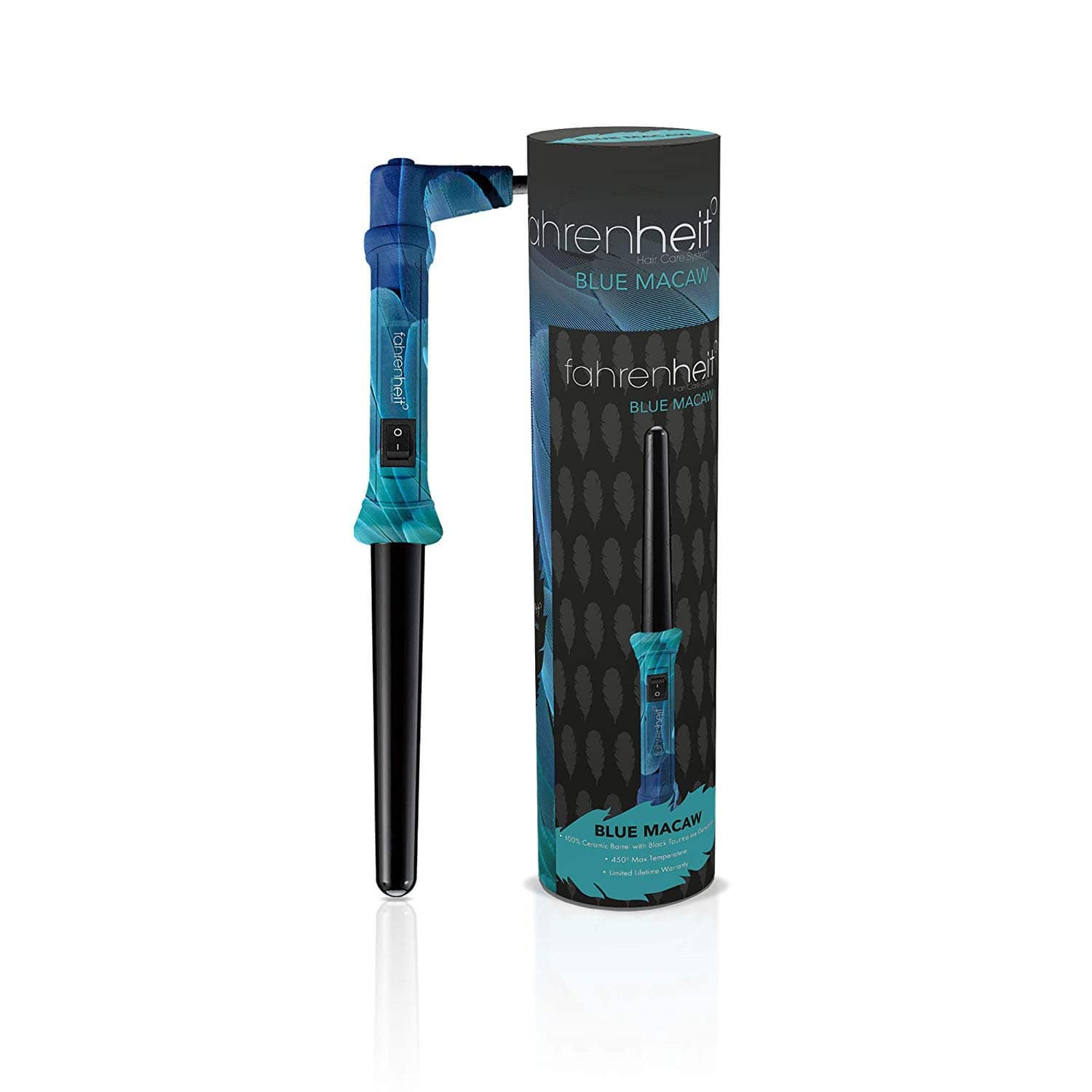 Fahrenheit° Blue Macaw 1" Wild Animal Print Graduated Ceramic Curling Iron
