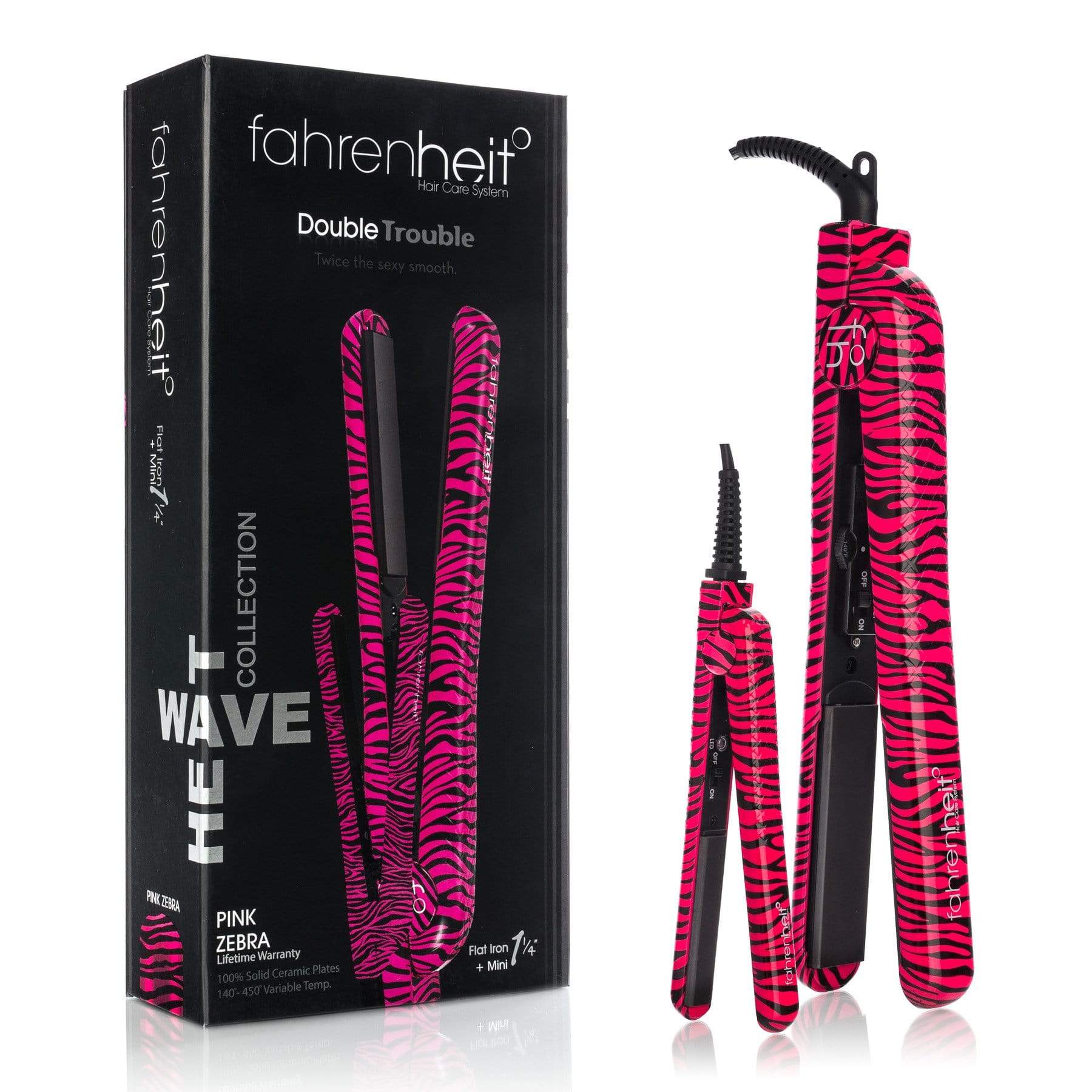 Fahrenheit° PINK ZEBRA Double Trouble 1.25" & 0.5" Flat Iron Set