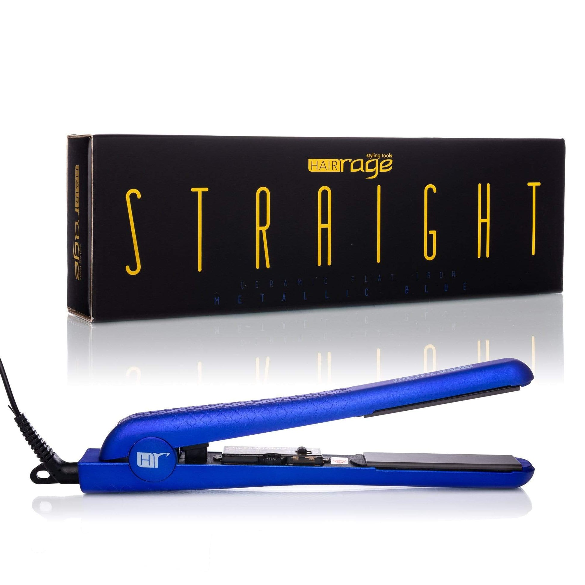 Hair Rage Blue Metallic Black Tourmaline Gemstone Plated 1.25 Ceramic Flat Iron