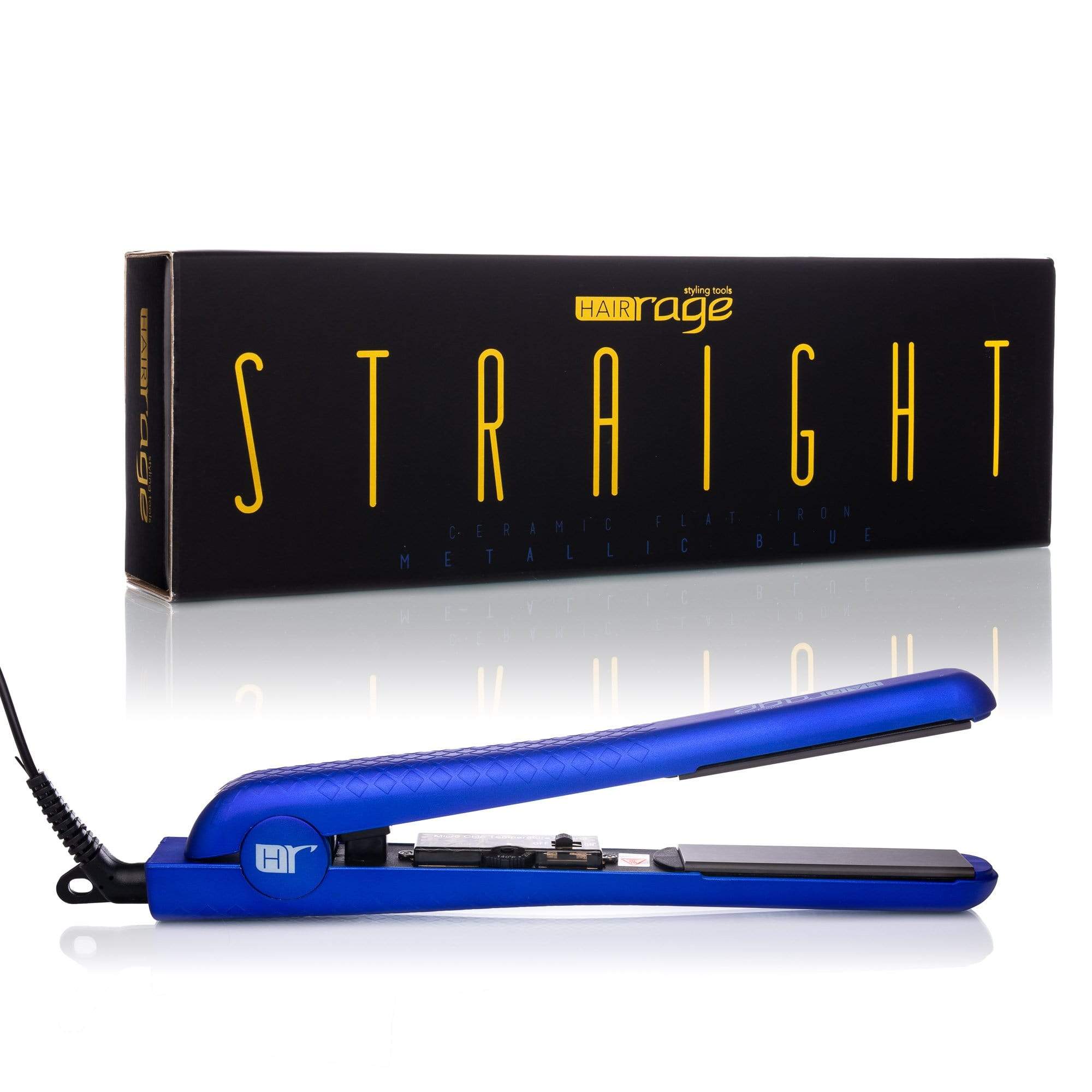 Hair Rage Blue Metallic Black Tourmaline Gemstone Plated 1.25 Ceramic Flat Iron