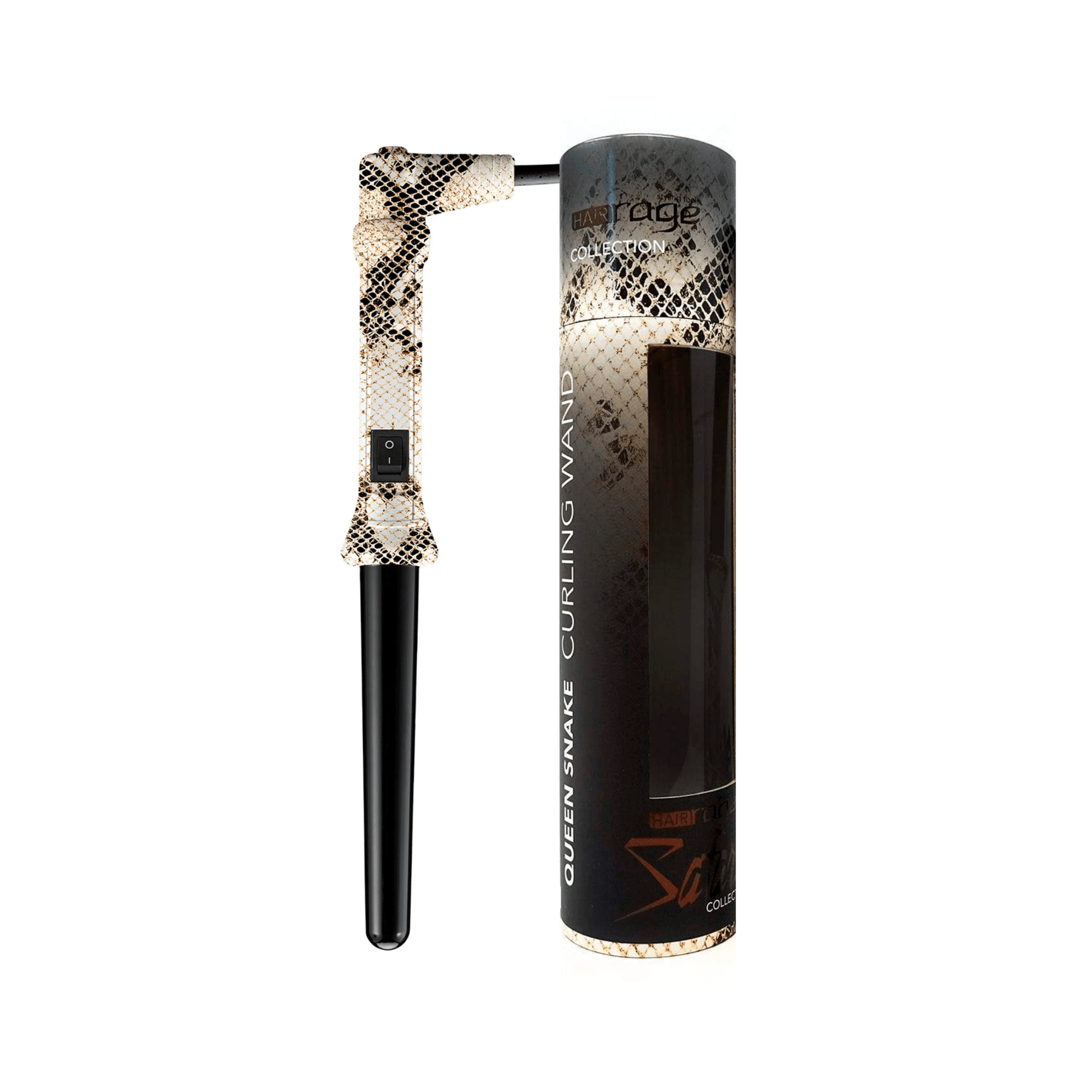 Hair Rage White Snake Safari Collection 1" Tourmaline Infused Ceramic Barrel Curling Wand