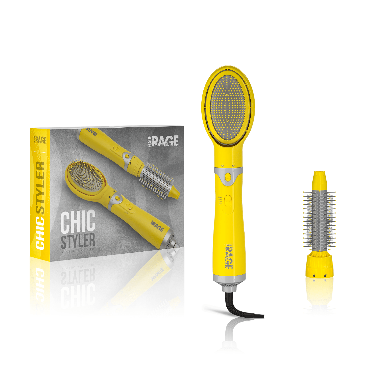HAIR RAGE Yellow Chic Styler - 2-in-1 Hot Air Styler
