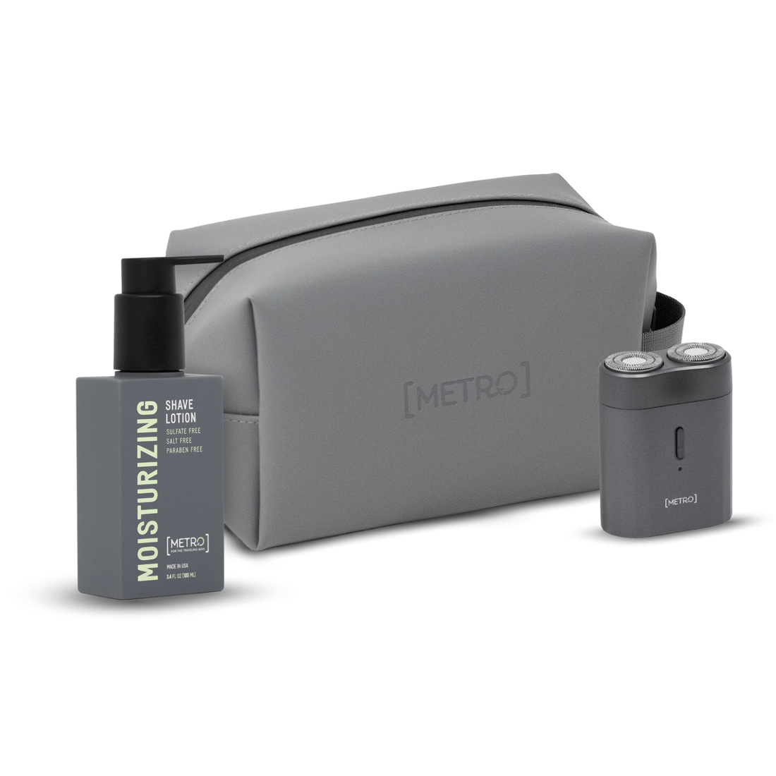 MetroMan MetroMan 100ML Moisturizing Shave Lotion &amp; Pilot Waterproof USB Electric Shaver Bundle | Bag Included