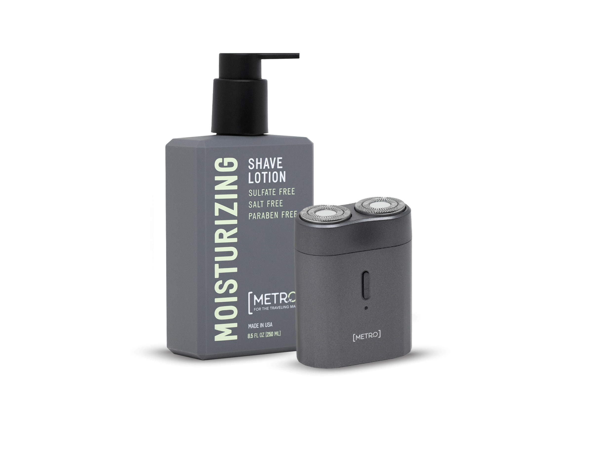 MetroMan Shave Set- Pilot Waterproof USB Electric Shaver + Shave Lotion 250ML